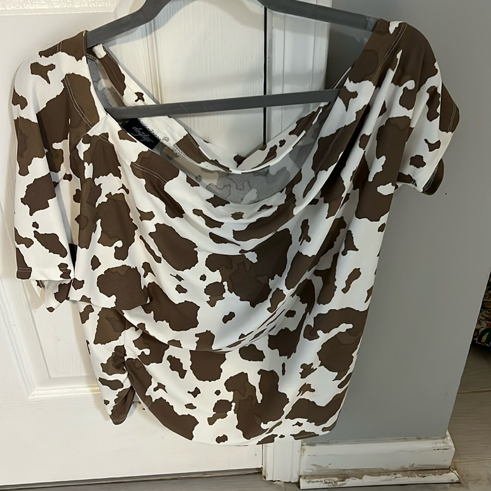 Cow print short sleeve shirt